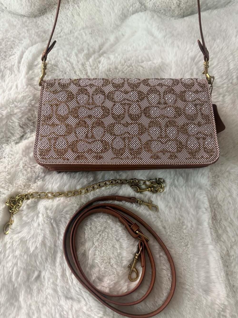 COACH Tabby 26 Crystal Embellished Signature Jacquard Shoulder Bag - Picture 5 of 8